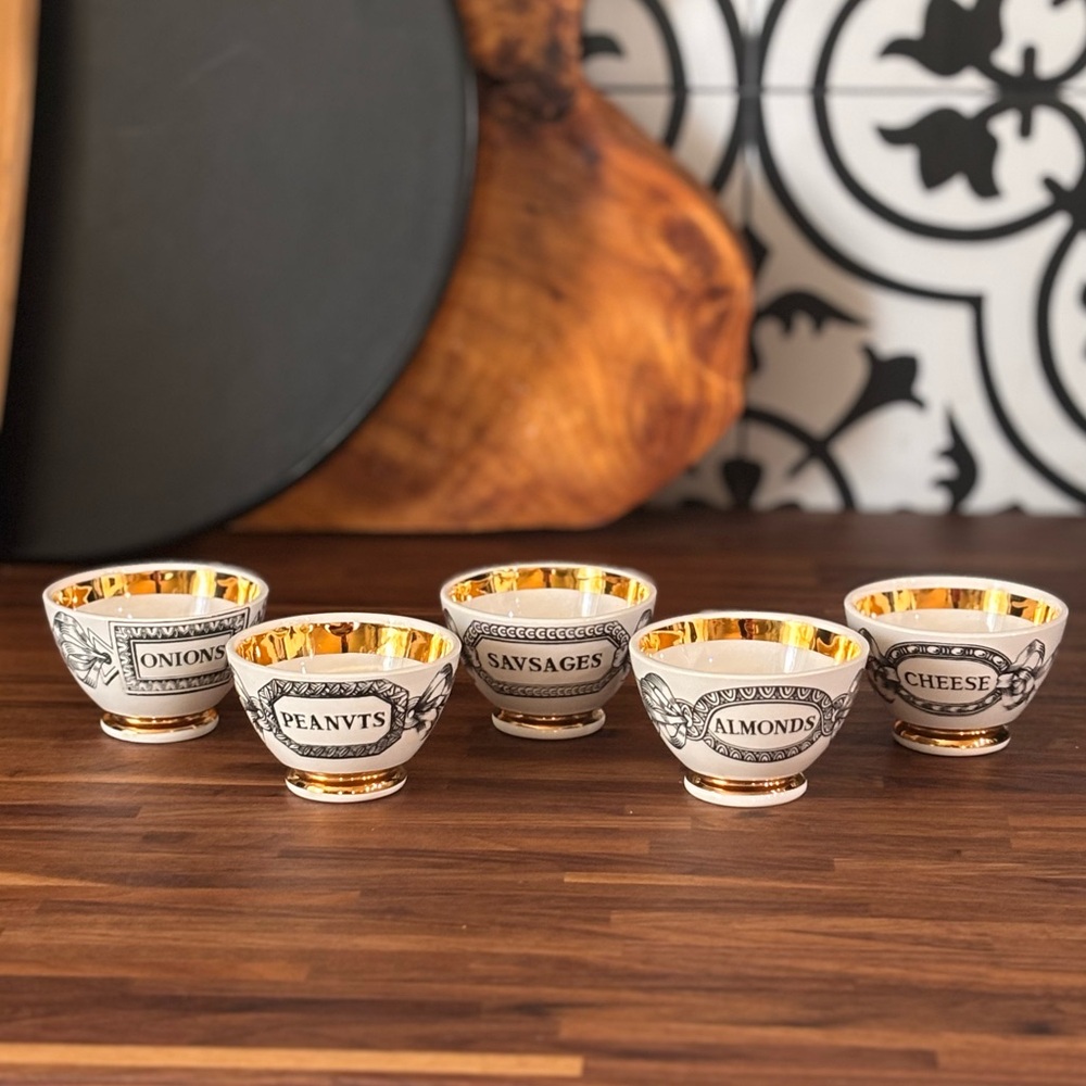 Fornasetti Gold and White Decorative Bowls Set